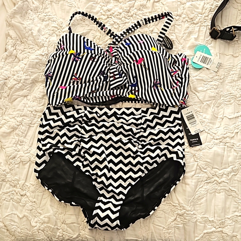 Torrid Black and White Stripe Skate 90s Party High Waist Bikini